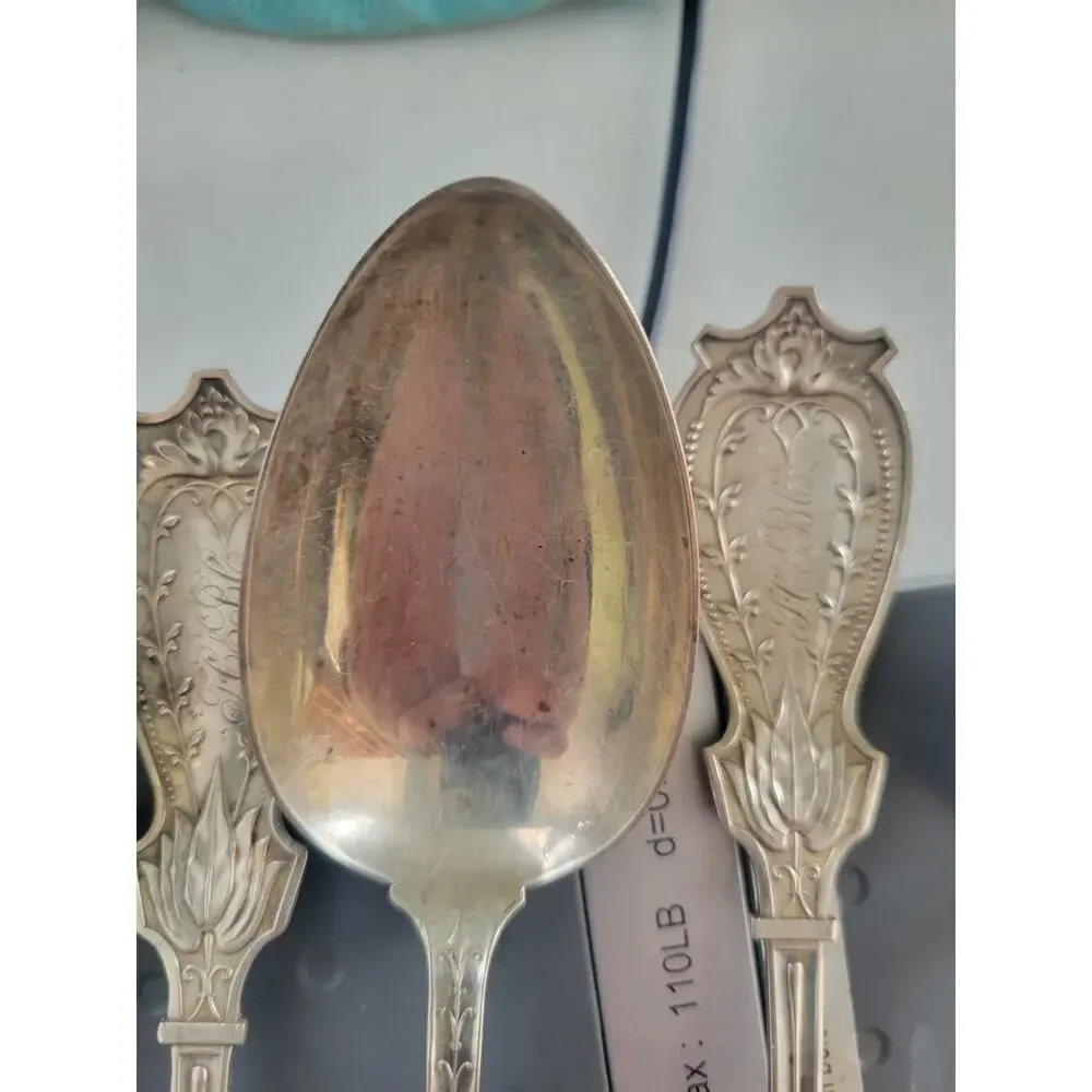 Schulz and Fischer Sterling set of 6 spoons TBSP or serving Faralone 10oz